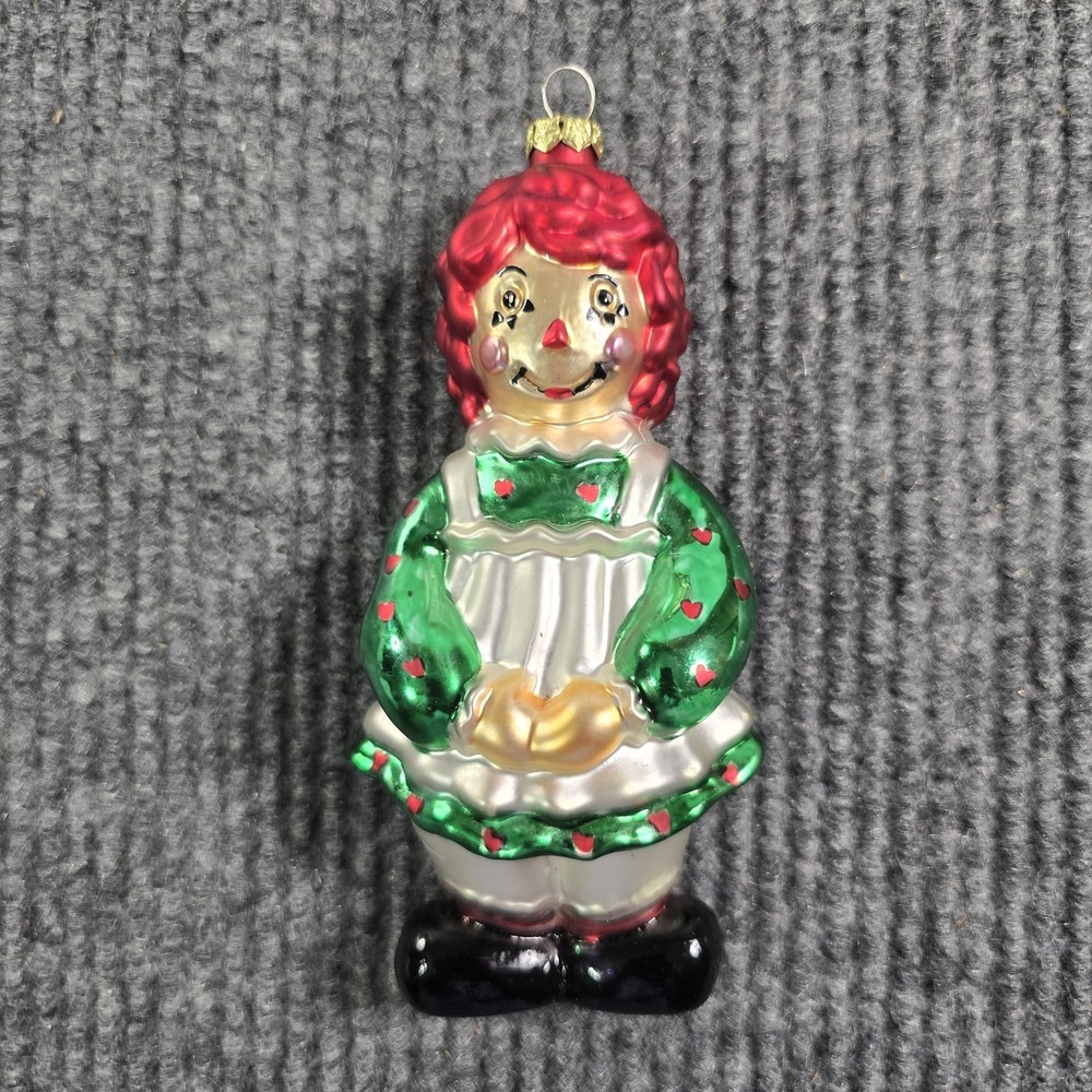 Raggedy Ann Christmas bulb‎ Handcrafted polished glass ornament